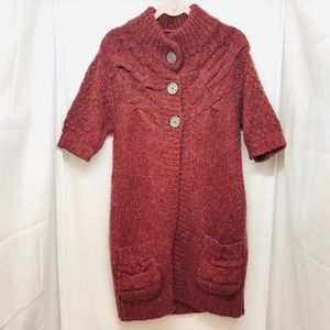 Free People Chunky Wool Short Sleeve Cardigan
